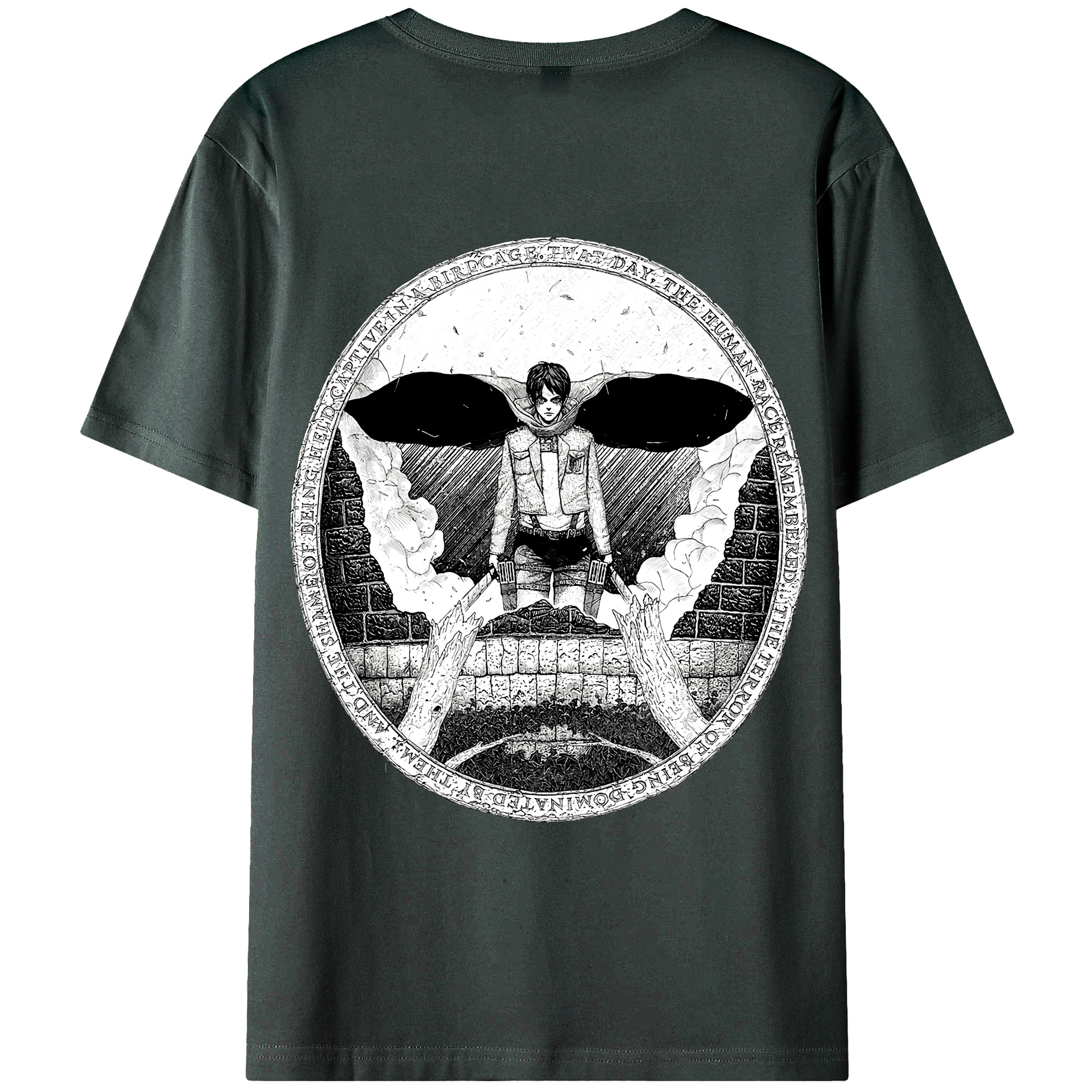 （画像用） 進撃の巨人 エレン･イェーガー Attack on Titan Eren Jäger 綿100％ メンズ半袖Tシャツ（バックプリント） 通気性